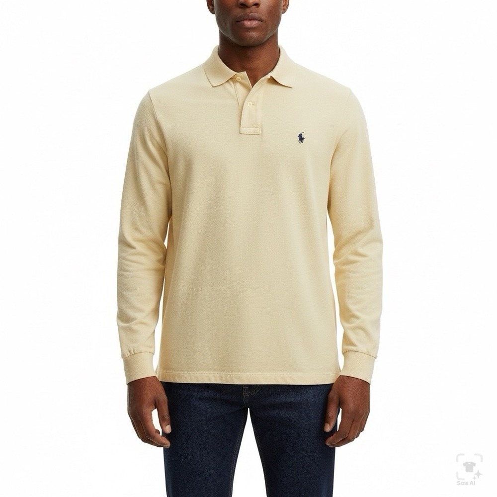Vintage Polo Ralph Lauren Long Sleeve Polo Shirt Mens XL Butter Yellow USA 90s